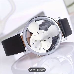 Black and silver Minnie Mouse watch.